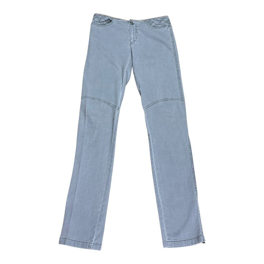 Louis Vuitton VTG Low Rise Gray Low Rise Jeans Embroidered Logo 34 EU XXS